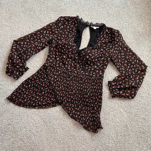 - Topshop Tulip Skirt Long Sleeve Blouse with Open Back US6  - D504